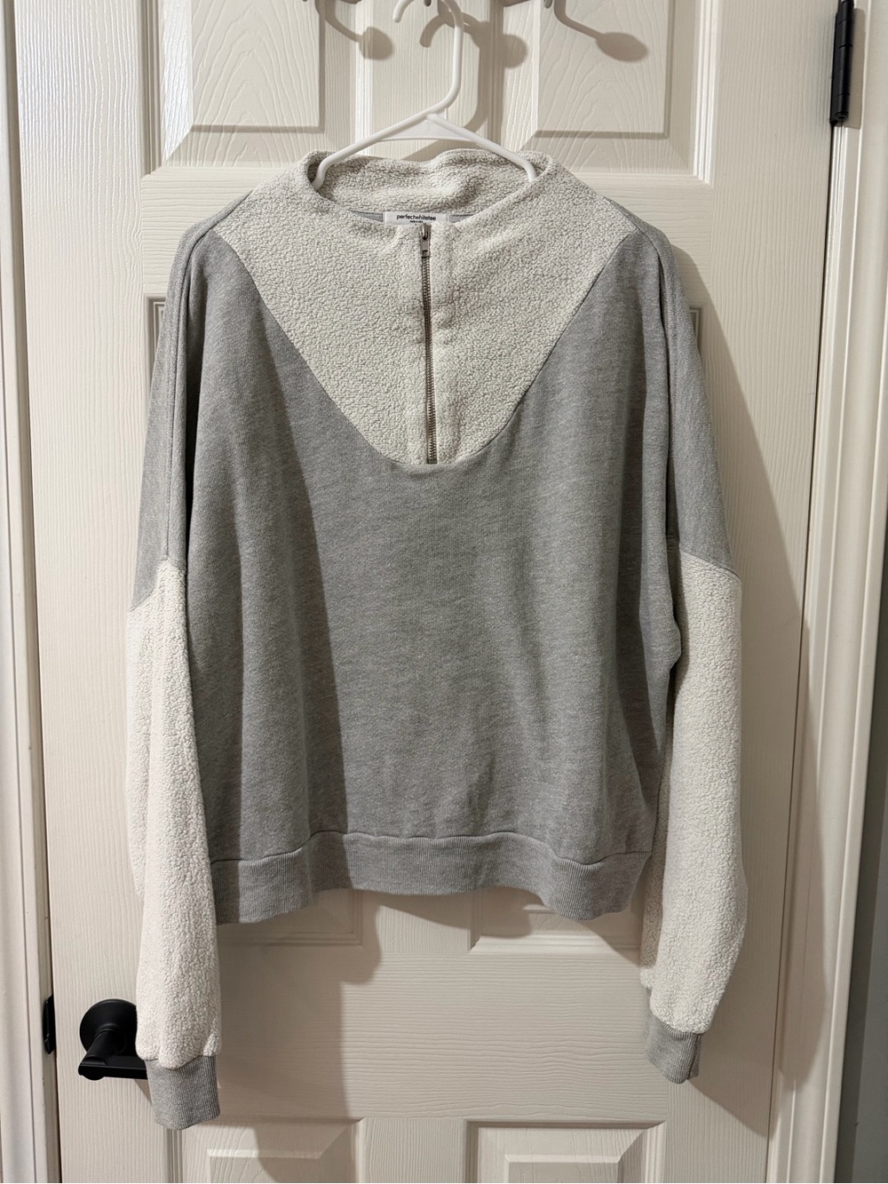 perfect white tee quarter zip in gray